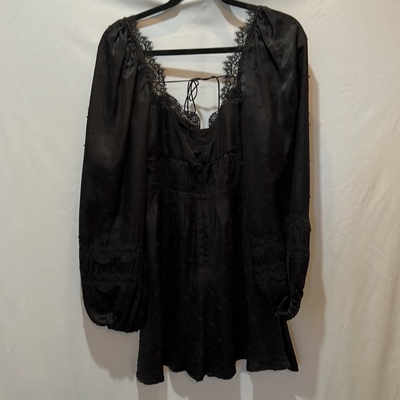 For Love & Lemons Natalie Long Sleeve Corset Black Mini Dress Medium M - Picture 5 of 8